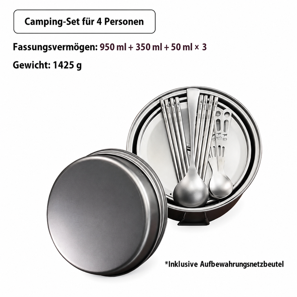 Titan Camping-Kochset für 4 Personen – Ultraleicht & Faltbar