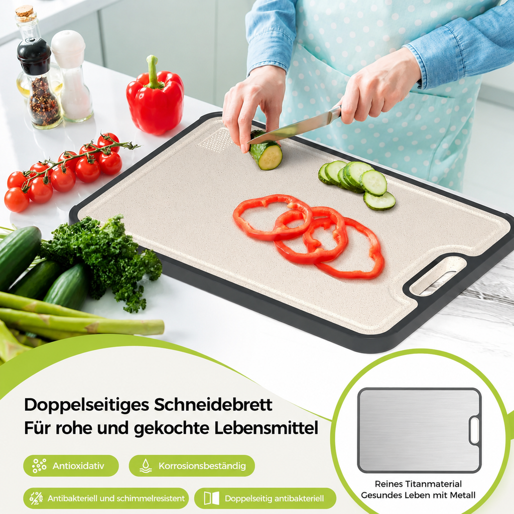 Doppelseitiges Titan-Schneidebrett – Hygienisch & Lebensmittelecht